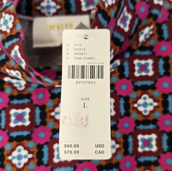 NWT Anthropologie Maeve Button Shoulder Turtleneck Long Sleeve Printed Top Large - Picture 8 of 9
